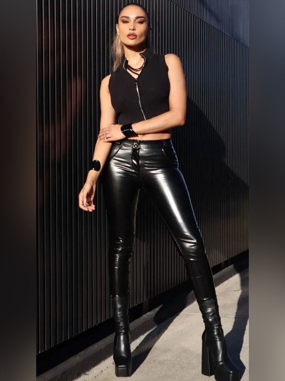 Freddy WR.UP Latex Effect Pants in Black